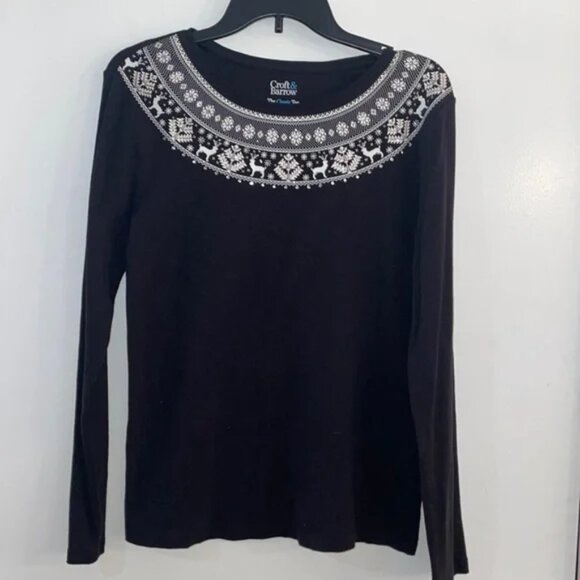 NWT Croft & Barrow Long Sleeve Christmas Pullover Winter wonderland Size M - Picture 1 of 4